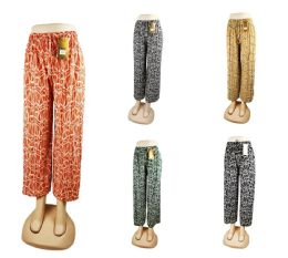 96 Bulk Womens Tie Front Triangle Patterned Pants