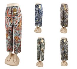 96 Bulk Womens Tie Front Patterned Pants