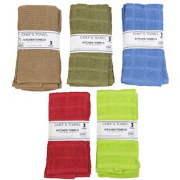 48 Bulk Kitchen Towels 3pk 15x25 Assorted Colors