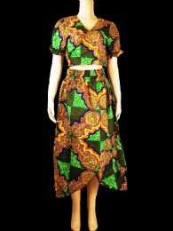 48 Bulk Women's Dashiki Two Piece Cross Top Set