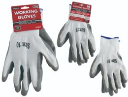 144 Bulk 2-Piece Working Gloves In White And Grey