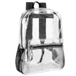 24 Bulk 17 Inch Clear Backpack - Black