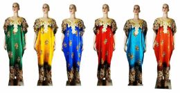 72 Bulk Women's Gold Patterned Bold Color Summer Dress