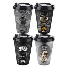 24 Bulk 13oz/400ml Plastic Coffee Cup W/lid