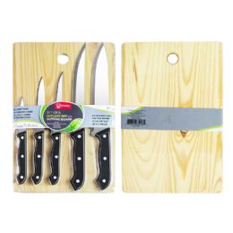 12 Bulk 6pcs Woden Cuting Bord W/ Knives Set