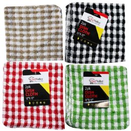 72 Bulk 2pk 12in X 12in Check+solid Dish Cloths
