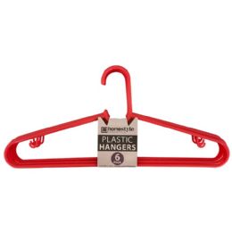 36 Bulk 6 Pack Red Plastic Clothes Hangers
