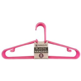36 Bulk 6 Pack Pink Plastic Clothes Hangers