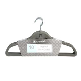 12 Bulk 10pk Velvet Suit Hanger Grey/silver