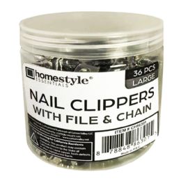 6 Bulk 36pcs Nail Clippers W/chain In Jar