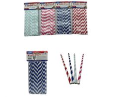 144 Bulk 50-Piece Paper Straws In Striped Green, Blue, Pink, And Red