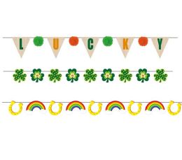 36 Bulk Banner St Patricks Day 3ast Felt/burlap Flag 4ft/5ft/6ft Pbh