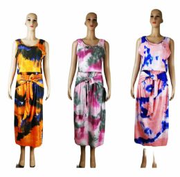 60 Bulk Women's Tie Dye Sleeveless Set