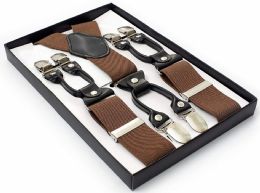 36 Bulk Brown suspenders with six-clip for Adults