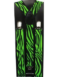 36 Bulk Neon Green Pattern Suspender