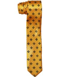 36 Bulk Yellow Cross Patterned Slim Tie