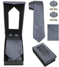 36 Bulk Plain Grey Tie Set