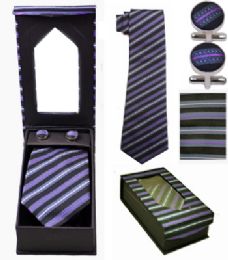 12 Bulk Classic Striped Tie Set