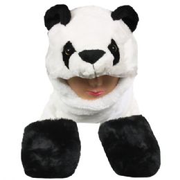 36 Bulk Plush Panda Beanie Hat & Earmuffs