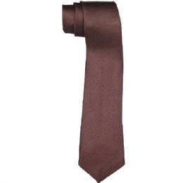 36 Bulk Plain Brown Slim Tie