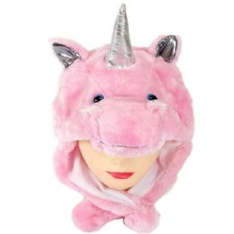36 Bulk Plush Pink Unicorn Hat