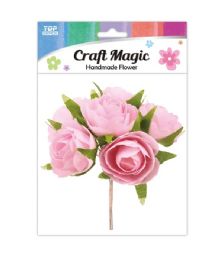 600 Bulk 6-Piece satin flower Pink 2.5cm