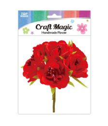 600 Bulk 6-Piece satin flower Red 2.5cm