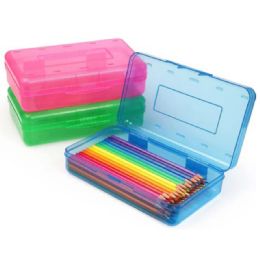 48 Bulk Eclips Pencil Box 8 X 5 X 2 Inch Student Box Astd Colors