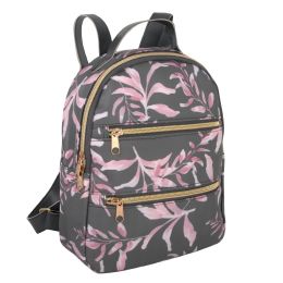 24 Bulk Mini 10 Inch Floral Vinyl Backpack With Double Front Zippered