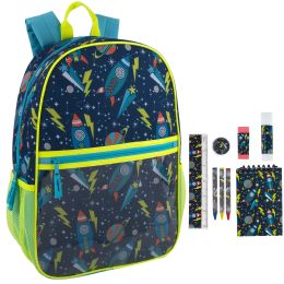 24 Bulk 17" Outer Space Backpack With 9-Piece School Supply Kit