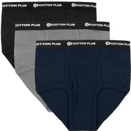48 Bulk Wholesale Men's Briefs Cotton Plus - Assorted Colors