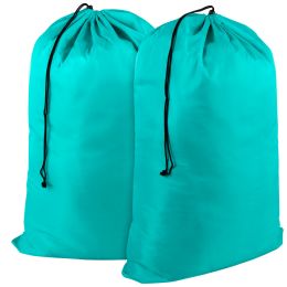 100 Bulk Wholesale Drawstring Laundry Bag 2-Pack - Turquoise