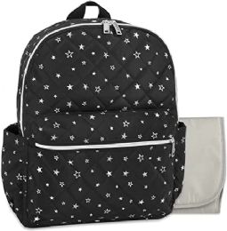 12 Bulk Baby Essentials Quilted Diaper Bag Backpack W Changing Pad - Starry Night Sky