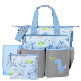 12 Bulk Baby Essentials 3 In 1 Blue Dino Themed Diaper Bag