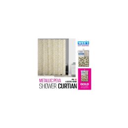 12 Bulk 70 X 72" Peva Printed Metallic Shower Curtain (gold W Froste