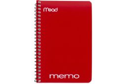 72 Bulk Memo Book Poly Cover Side Bound Spiral 4" X 6" 70 Ct., Red