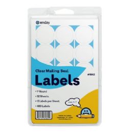 54 Bulk 1" Clear Round Mailing Seals Labels - 480/pack