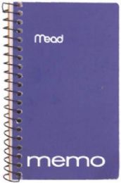 72 Bulk Memo Book Poly Cover Side Bound Spiral 4" X 6" 70 Ct., Purple