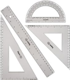 144 Bulk 4-Piece Geometry Ruler Combination Sets