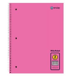 36 Bulk Spiral Notebook 3-Subject W/r 120 Ct., Pink