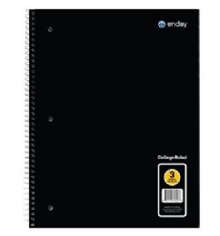 36 Bulk Spiral Notebook 3-Subject C/r 120 Ct., Black