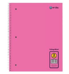 36 Bulk Spiral Notebook 3-Subject C/r 120 Ct., Pink