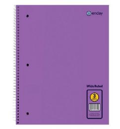 36 Bulk Spiral Notebook 3-Subject W/r 120 Ct., Purple