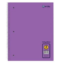 36 Bulk Spiral Notebook 3-Subject C/r 120 Ct., Purple