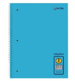 36 Bulk Spiral Notebook 3-Subject C/r 120 Ct., Blue