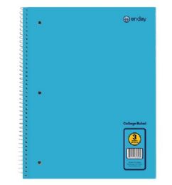 36 Bulk Spiral Notebook 3-Subject C/r 120 Ct., Blue