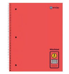 36 Bulk Spiral Notebook 3-Subject W/r 120 Ct., Red