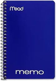 72 Bulk Memo Book Poly Cover Side Bound Spiral 4" X 6" 70 Ct., Blue