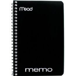 72 Bulk Memo Book Poly Cover Side Bound Spiral 4" X 6" 70 Ct., Black