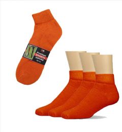 120 Bulk Men's Orange Cotton Ankle Sock, Size 10-13